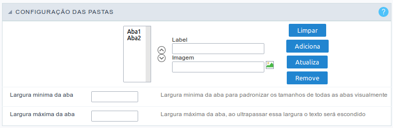 Interface Configuração das Pastas