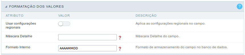 Formatação dos Valores sem configurações regionais.