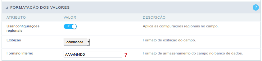 Formatação dos Valores com configurações regionais.