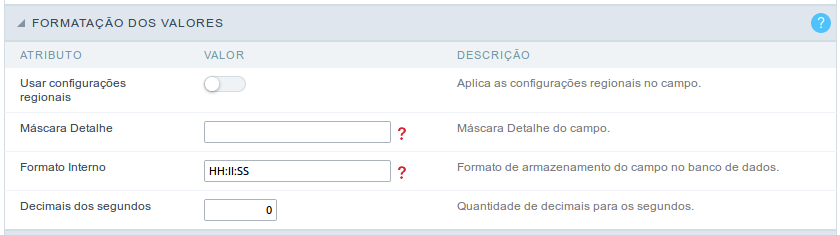 Formatação dos Valores sem configurações regionais.