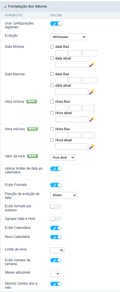 Interface de formatação de valores.