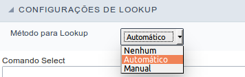 Seleção do tipo de Lookup.