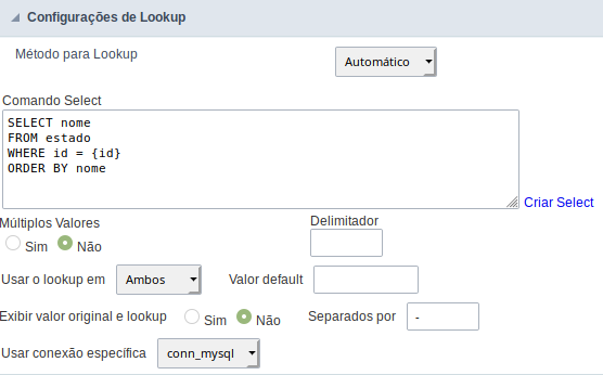 Interface Lookup de Consuta Automático.