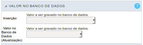 Interface de configuração do valor no banco de dados.