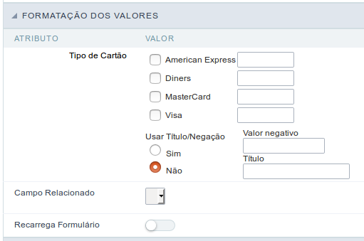 Interface de formatação de valores.