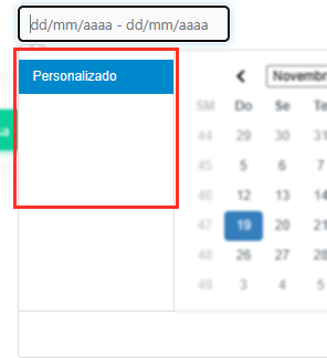 Exemplo do campo data sem condições especiais selecionada.
