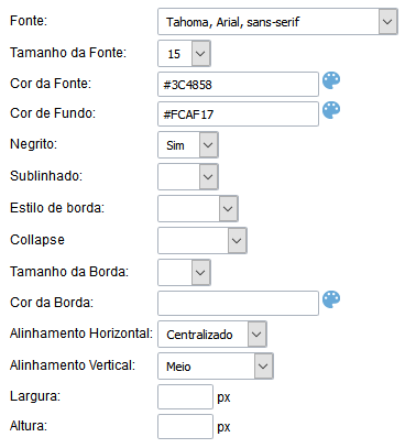 Interface de configuração da visualização do titulo no formulário