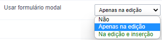 opções do atributo usar formulário modal