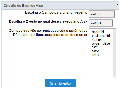 Selecionando campos do evento ajax