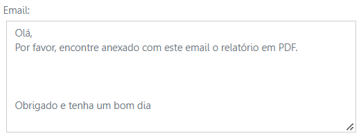 Configuração do e-mail enviado