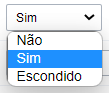 Opções do atributo tem cópia: Sim, Não e Escondido