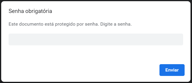 Exemplo da tela de solicitação de senha ao abrir arquivo exportado