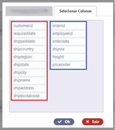 Configuração de exportação PDF da consulta