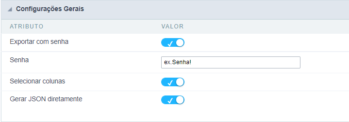 Configuração de exportação Word da consulta