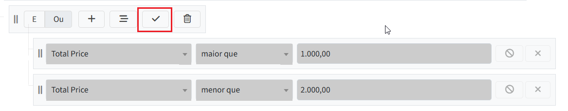 Aninhamento de filrtro desabilitado