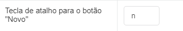 Definição da tecla de atalho para o botão novo