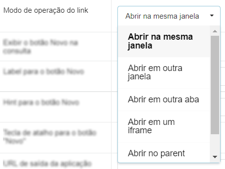 Opções do atributo Modo de Operação do link.