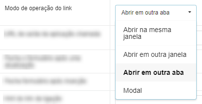 Opções do atributo Modo de Operação do link.