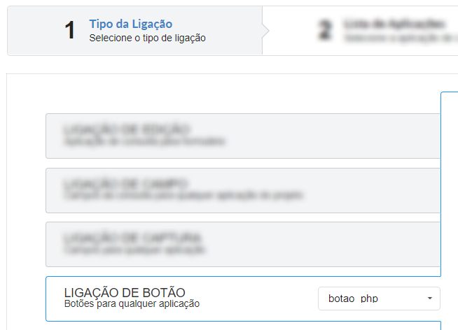 Tipos de ligação da consulta - Ligação de Botão