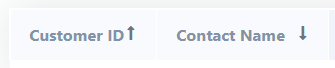 Exemplo do ícone definido de acordo com a ordenação configurada