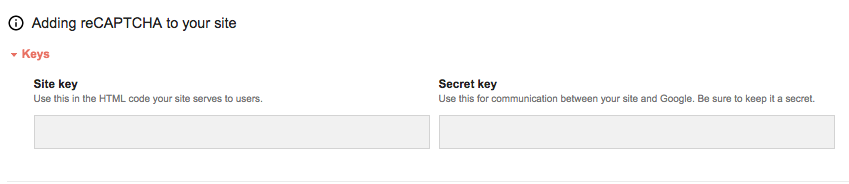 Cahve de API e Secret Key reCATPCHA