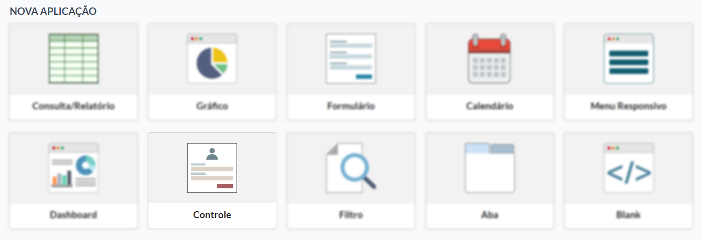List of applications that can be created.