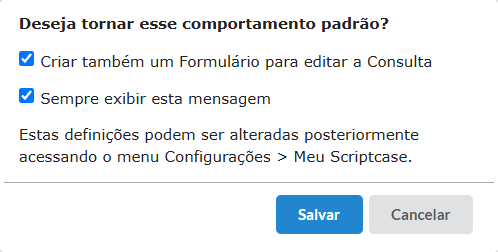 Definir padrão para criação automática de formulário vinculado