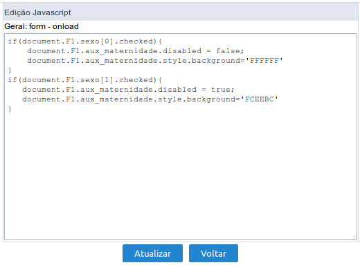 Interface Edição de Javascript