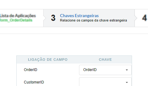 Interface para configuração da chave estrangeira.