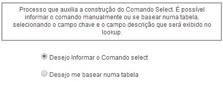 Informando o comando select.