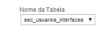 Seleção da tabela de atualização.