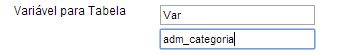 Configuração de variável para tabela.