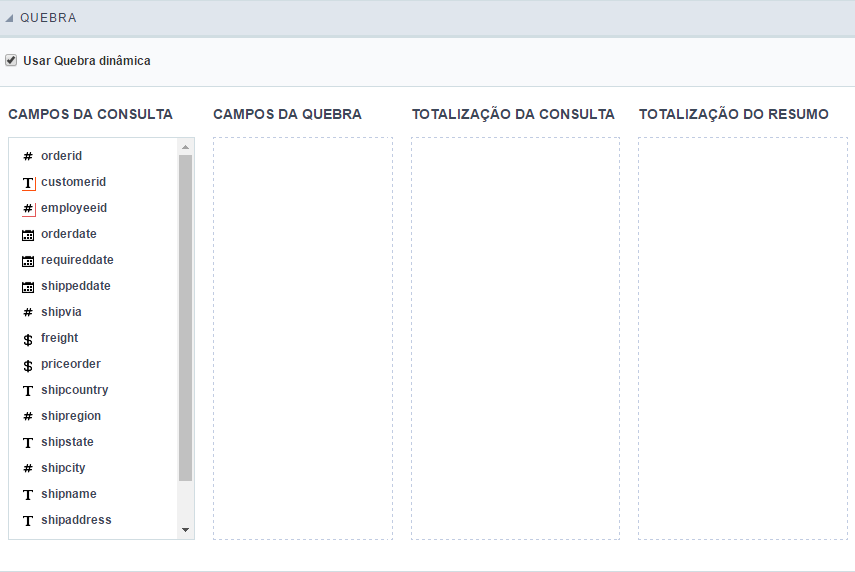 Interface de Regras de Quebra Dinâmica.