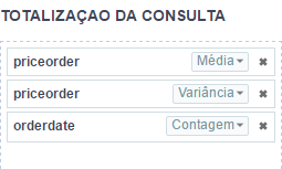 Campos totalizados na consulta utilizando quebra dinâmica.