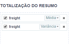 Campos totalizados na consulta utilizando o resumo.