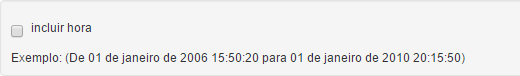 Configurações do campo data - Intervalo de dadas.