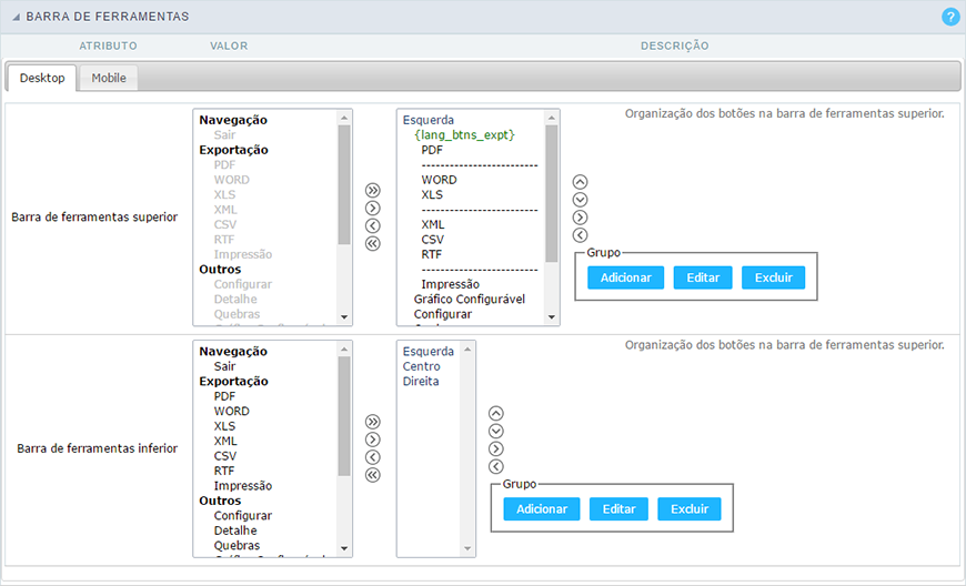 Interface Configuração do Resumo.