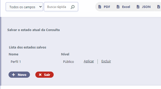 Opção Salvar Consulta utilizando o Layout Simplificado