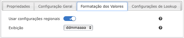 Formatação dos Valores dos campos data