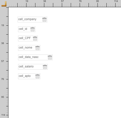 Interface de configuração do posicionamento de campos