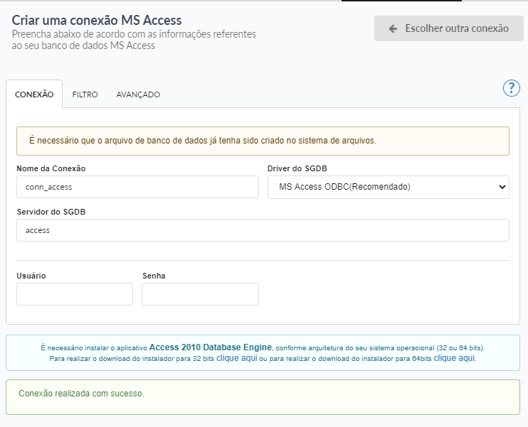 Conectando ao banco de dados Access