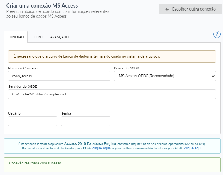 Conectando ao banco de dados Access