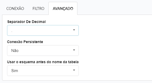 Configuração avançada da conexão do banco de dados 