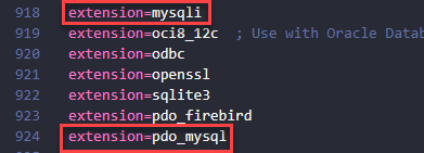 Habilitando as extensões do MySQL/MariaDB