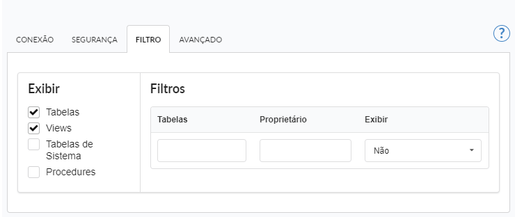 Filtragem da conexão do banco de dados