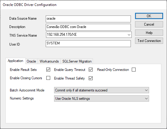 Configurando Driver ODBC