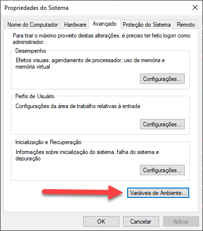 Propriedade da configuração avançada