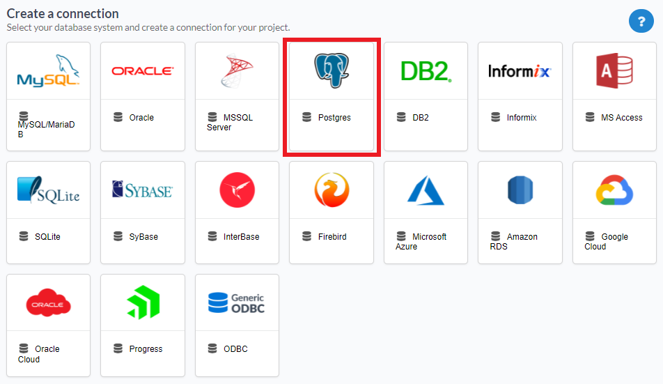 Seleção da conexão do banco de dados