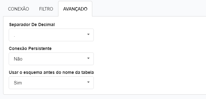 Configuração avançada da conexão do banco de dados 