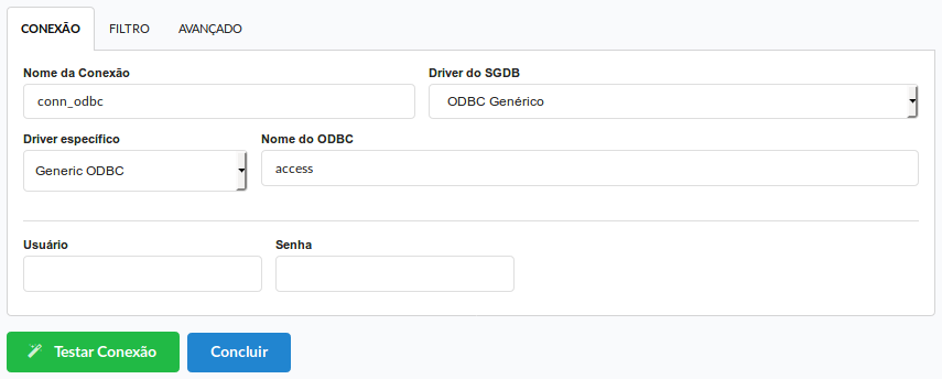 Conectando ao banco de dados ODBC